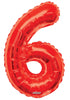 Jumbo Red Number 6 Foil Balloon with Helium and Weight