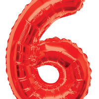 Jumbo Red Number 6 Foil Balloon with Helium and Weight