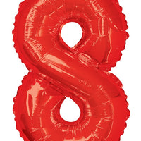 Jumbo Red Number 8 Foil Balloon with Helium and Weight