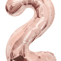 Jumbo Rose Gold Number 2 Foil Balloon with Helium Weight