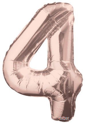 Jumbo Rose Gold Number 4 Foil Balloon with Helium Weight