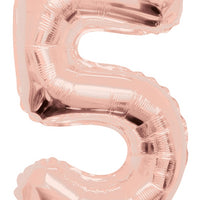 Jumbo Rose Gold Number 5 Foil Balloon with Helium Weight