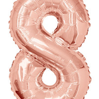 Jumbo Rose Gold Number 8 Foil Balloon with Helium Weight