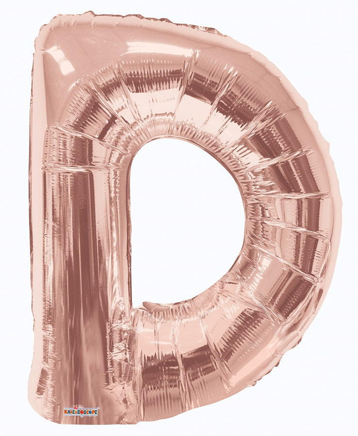 Jumbo Rose Gold Letter D Foil Balloon with Helium Weight