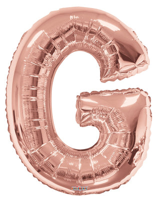 Jumbo Rose Gold Letter G Foil Balloon with Helium Weight