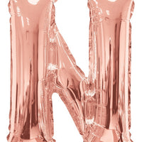 Jumbo Rose Gold Letter N Foil Balloon with Helium Weight