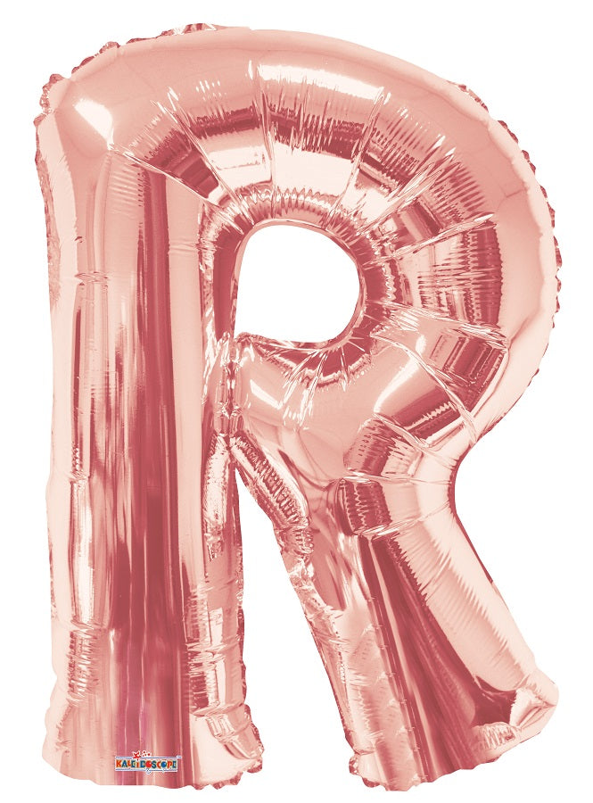 Jumbo Rose Gold Letter R Foil Balloon with Helium Weight