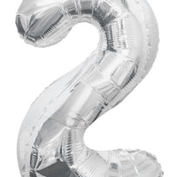 Jumbo Silver Number 2 Foil Balloon with Helium Weight