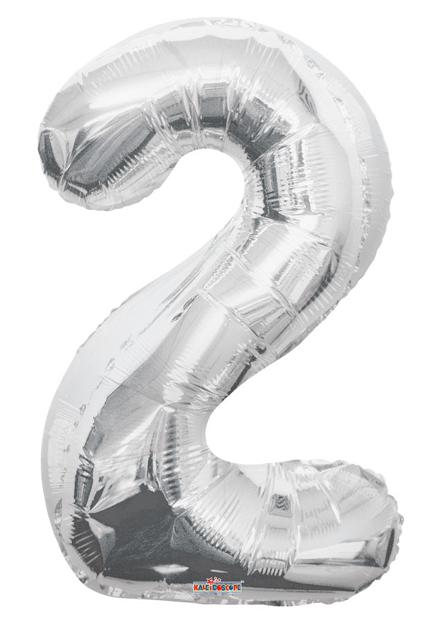 Jumbo Silver Number 2 Foil Balloon with Helium Weight