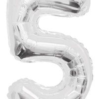 Jumbo Silver Number 5 Foil Balloon with Helium Weight