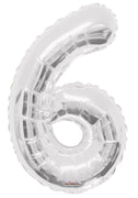 Jumbo Silver Number 6 Foil Balloon with Helium Weight