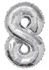 Jumbo Silver Number 8 Foil Balloon with Helium Weight