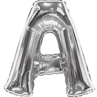 Jumbo Silver Letter A Foil Balloon with Helium Weight