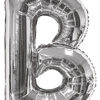 Jumbo Silver Letter B Foil Balloon with Helium Weight