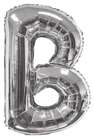 Jumbo Silver Letter B Foil Balloon with Helium Weight