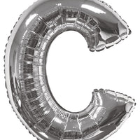 Jumbo Silver Letter C Foil Balloon with Helium Weight