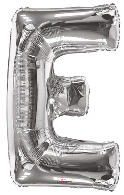 Jumbo Silver Letter E Foil Balloon with Helium Weight