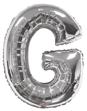 Jumbo Silver Letter G Foil Balloon with Helium Weight