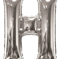 Jumbo Silver Letter H Foil Balloon with Helium Weight