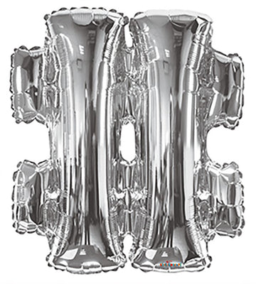 Jumbo Silver Hashtag Balloon with Helium and Weight