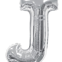 Jumbo Silver Letter J Foil Balloon with Helium Weight