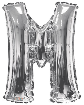 Jumbo Silver Letter M Foil Balloon with Helium Weight