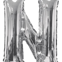 Jumbo Silver Letter N Foil Balloon with Helium Weight