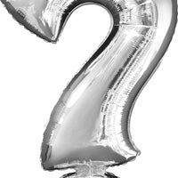 34 inch Jumbo Silver Question Mark Balloon with Helium and Weight
