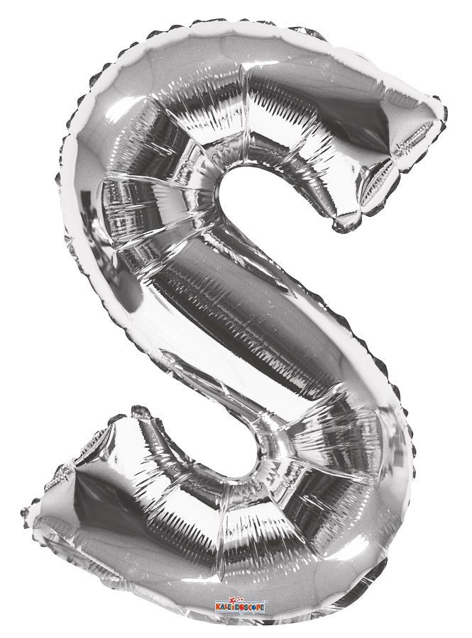 Jumbo Silver Letter S Foil Balloon with Helium Weight