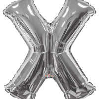 Jumbo Silver Letter X Foil Balloon with Helium Weight