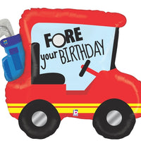 Fore Your Birthday Golf Cart Balloon with Helium and Weight