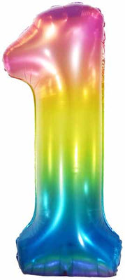 Jumbo Jelly Rainbow Number 1 Balloon with Helium and Weight