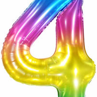 Jumbo Jelly Rainbow Number 4 Balloon with Helium and Weight