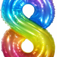 Jumbo Jelly Rainbow Number 8 Balloon with Helium and Weight