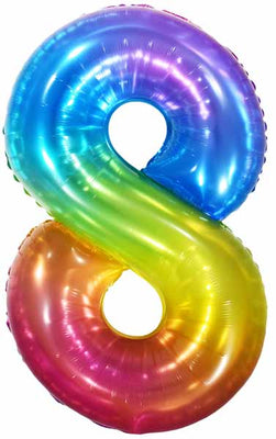 Jumbo Jelly Rainbow Number 8 Balloon with Helium and Weight