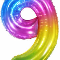 Jumbo Jelly Rainbow Number 9 Balloon with Helium and Weight