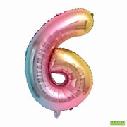 Jumbo Pastel Rainbow Number 6 Foil Balloon with Helium Weight