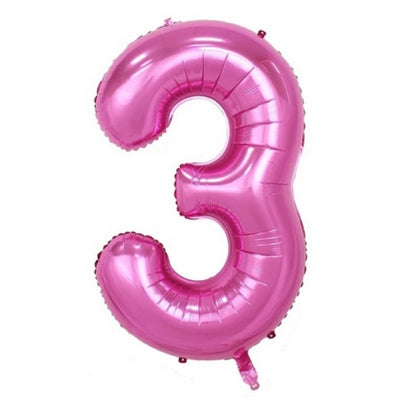 Jumbo Pink Number 3 Foil Balloon with Helium Weight