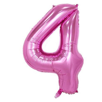 Jumbo Pink Number 4 Foil Balloon with Helium Weight