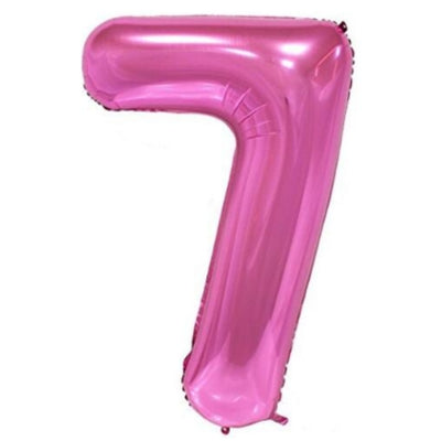 Jumbo Pink Number 7 Foil Balloon with Helium Weight