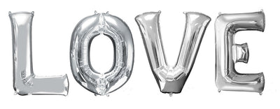 Jumbo Silver Letter Love Balloons with Helium Weights