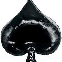 Black Spade Shape Casino Foil Balloon with Helium and Weight