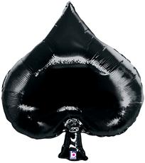Black Spade Shape Casino Foil Balloon with Helium and Weight