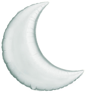 Outer Space Silver Crescent Moon Balloon with Helium and Weight