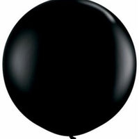 36 inch Round Black Balloon with Helium and Weight