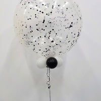 36 inch Qualatex Jumbo Roud Black Confetti  Balloon with Helium Weight