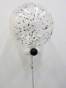 36 inch Qualatex Jumbo Roud Black Confetti  Balloon with Helium Weight