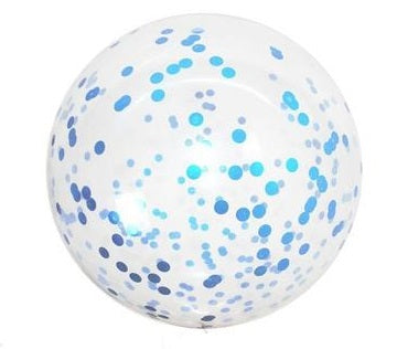 36 inch Qualatex Jumbo Round Light Blue Confetti Balloon Helium Weight