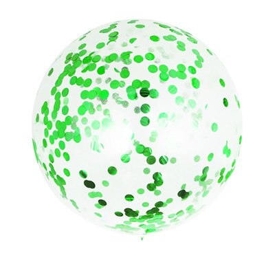 36 inch Qualatex Jumbo Round Green Confetti Balloon with Helium Weight