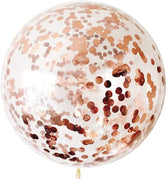 36 inch Jumbo Rose Gold Confetti Round Balloon with Helium Weight